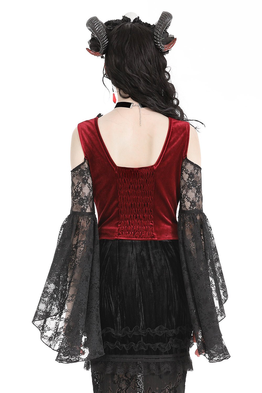 Blood Pact Embroidered Cold Shoulder Top