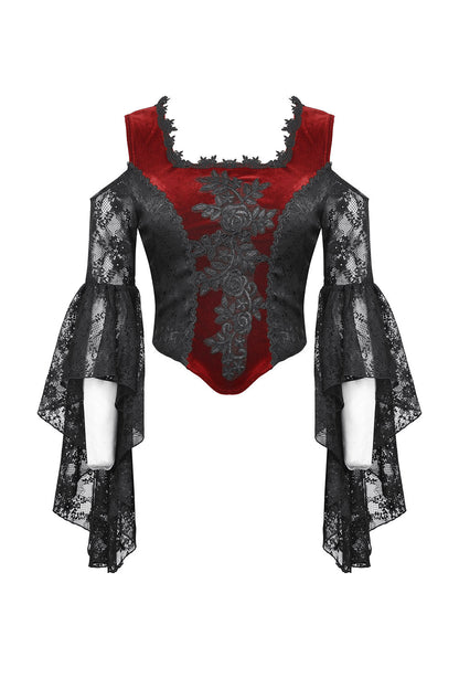 Blood Pact Embroidered Cold Shoulder Top