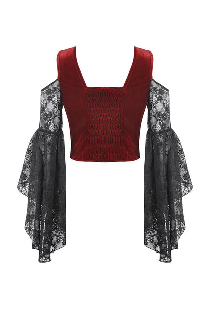 Blood Pact Embroidered Cold Shoulder Top
