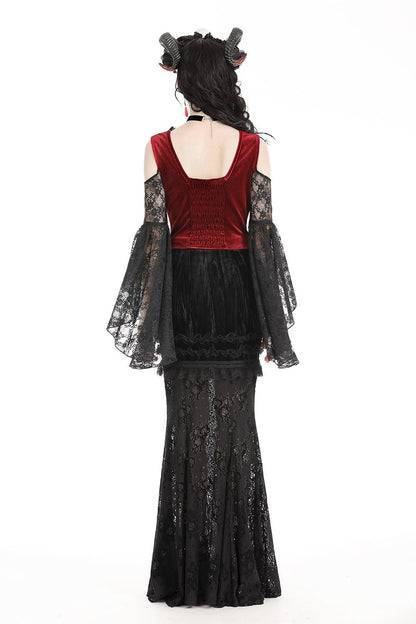 Blood Pact Embroidered Cold Shoulder Top