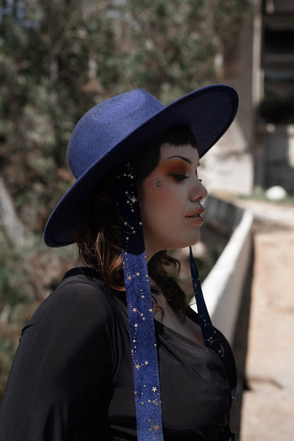 Blue Stargazer Veiled Hat