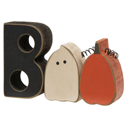 Decorative letter 'B' with a ghost and pumpkin on a white background