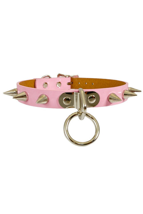 Bubblegoth Spiked Choker [PATENT PINK]