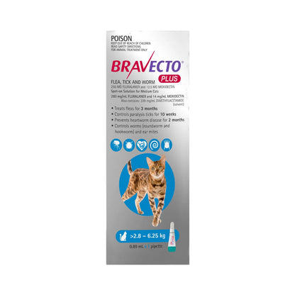 Bravecto - Plus for Medium Cats 2.8 – 6.25 kg (Blue)