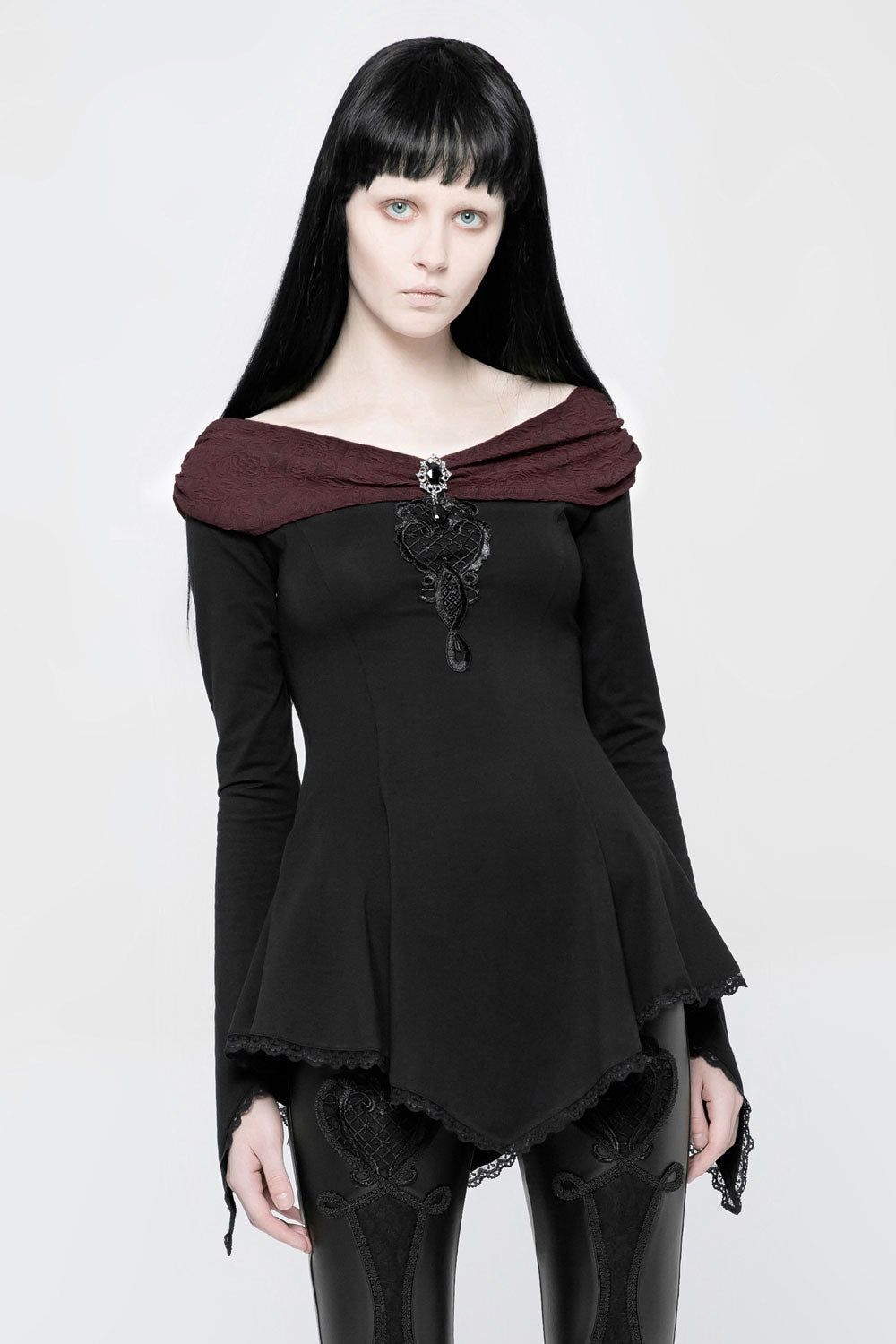 Castle Curse Bardot Top [BLACK/RED]