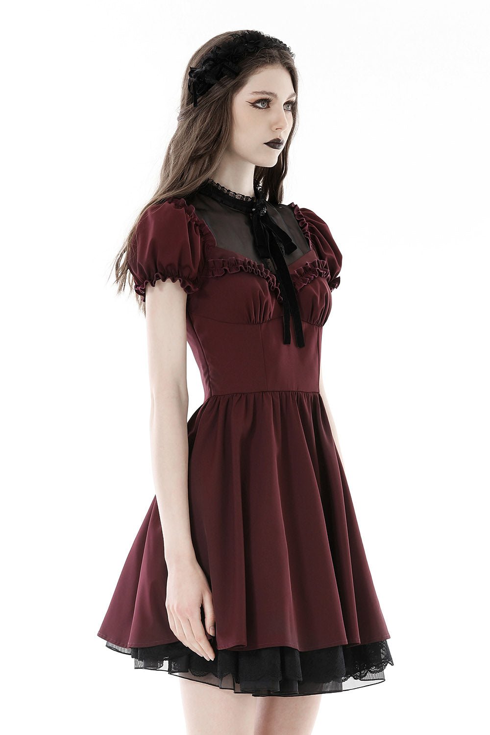 Crimson Blood Puffed Sleeve Dress