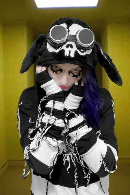 Cyber Steampunk Goggles Tinted [BLACK LENSES]