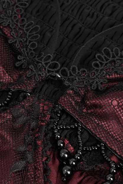 Blood Burgundy Beaded Goth Dress
