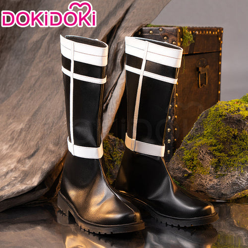 DokiDoki Anime Cosplay Black White Shoes Mid-calf Boots