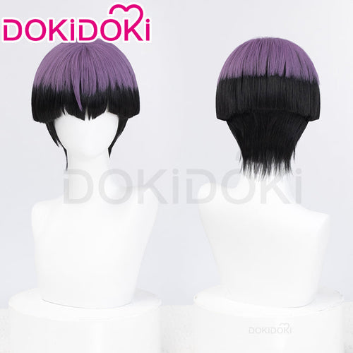 DokiDoki Anime Cosplay Wig Short Straight Black Purple Hair