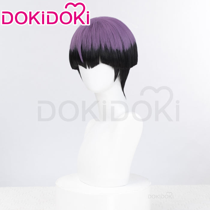 DokiDoki Anime Cosplay Wig Short Straight Black Purple Hair