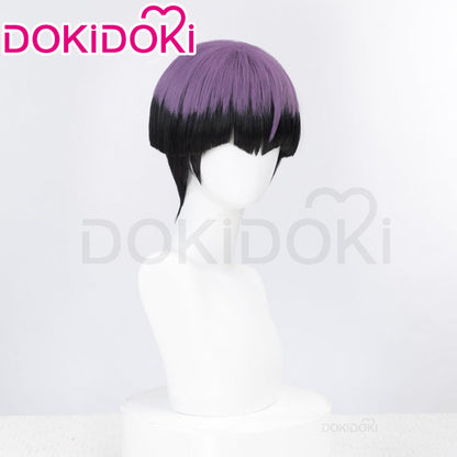 DokiDoki Anime Cosplay Wig Short Straight Black Purple Hair