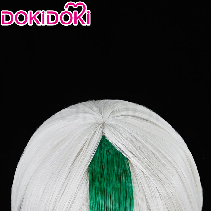 DokiDoki Anime Cosplay  Wig Short Straight White Green Hair