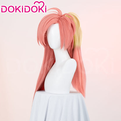 DokiDoki Anime Hell Hotel Cosplay Wig Long Straight Pink Yellow Pre Crimped Hair