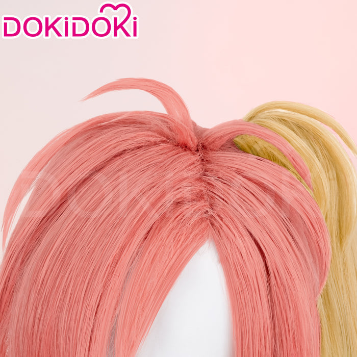 DokiDoki Anime Hell Hotel Cosplay Wig Long Straight Pink Yellow Pre Crimped Hair