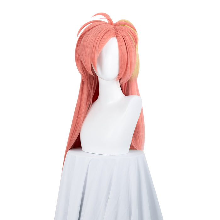 DokiDoki Anime Hell Hotel Cosplay Wig Long Straight Pink Yellow Pre Crimped Hair