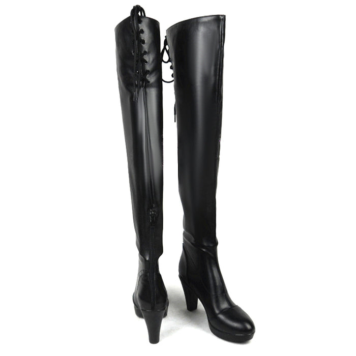 DokiDoki Cosplay Game Cosplay Shoes Black Knee-High Boots