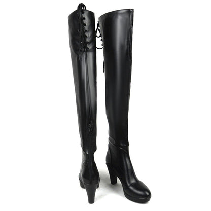 DokiDoki Cosplay Game Cosplay Shoes Black Knee-High Boots