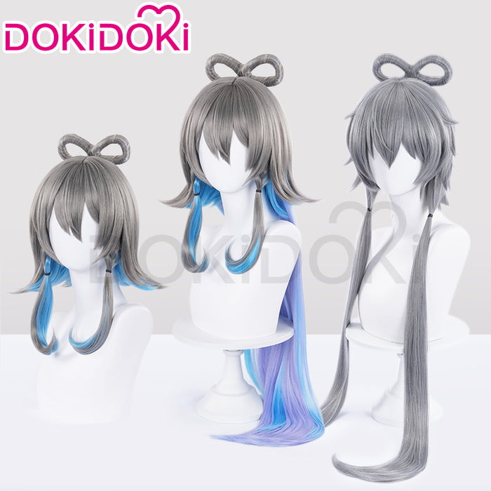 DokiDoki Cosplay Wig Long/Short Straight Grey Blue Wig