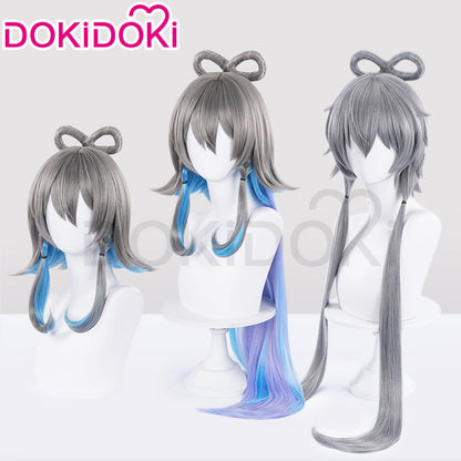 DokiDoki Cosplay Wig Long/Short Straight Grey Blue Wig