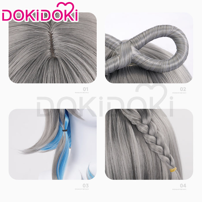 DokiDoki Cosplay Wig Long/Short Straight Grey Blue Wig