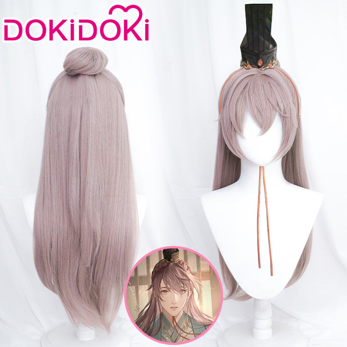 DokiDoki Game Ashes of the kingdom Cosplay Yuanji Cosplay Wig Long Straight Grey Yuan Ji
