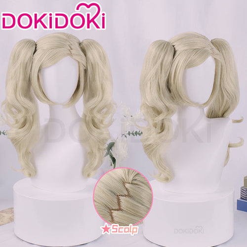 DokiDoki Game Cosplay Wig Panther Annn Takamakii Long Curly Blonde Hair
