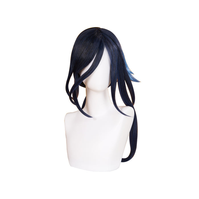 DokiDoki Game Genshin Impact Cosplay Clorinde Wig Long Blue Pony Tail Fontaine/ Earring