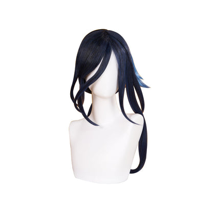 DokiDoki Game Genshin Impact Cosplay Clorinde Wig Long Blue Pony Tail Fontaine/ Earring