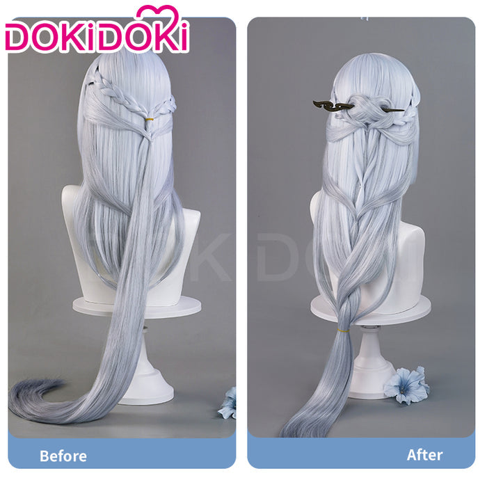 DokiDoki Game Genshin Impact Cosplay Shenhe Wig Frostflower Dew Lantern Rite 2024 Skin Long Silver Hair