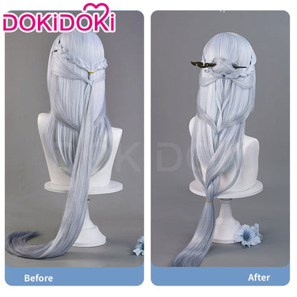 DokiDoki Game Genshin Impact Cosplay Shenhe Wig Frostflower Dew Lantern Rite 2024 Skin Long Silver Hair