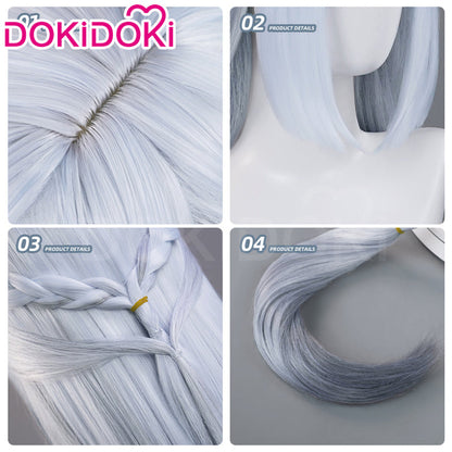 DokiDoki Game Genshin Impact Cosplay Shenhe Wig Frostflower Dew Lantern Rite 2024 Skin Long Silver Hair
