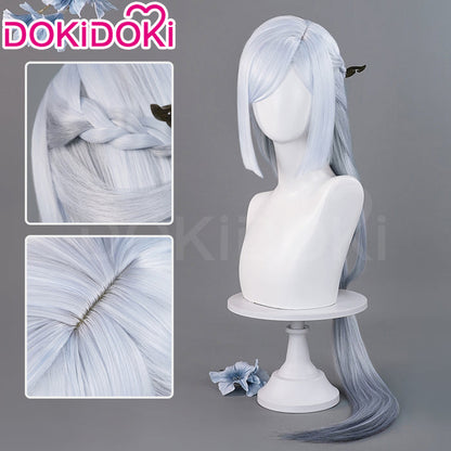 DokiDoki Game Genshin Impact Cosplay Shenhe Wig Frostflower Dew Lantern Rite 2024 Skin Long Silver Hair