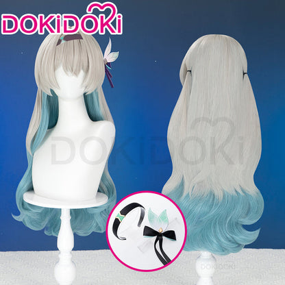 DokiDoki Game Honkai: Star Rail Cosplay Firefly Wig Long Curly Grey Green Wig / Headpiece Headwear