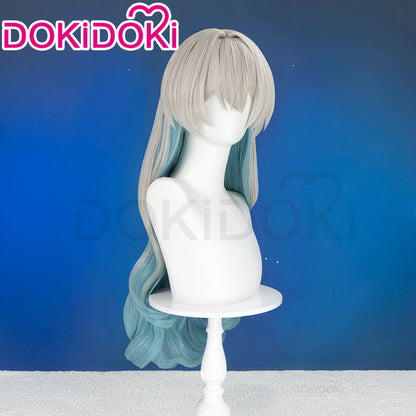 DokiDoki Game Honkai: Star Rail Cosplay Firefly Wig Long Curly Grey Green Wig / Headpiece Headwear