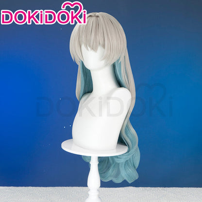 DokiDoki Game Honkai: Star Rail Cosplay Firefly Wig Long Curly Grey Green Wig / Headpiece Headwear