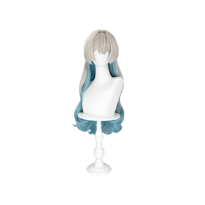 DokiDoki Game Honkai: Star Rail Cosplay Firefly Wig Long Curly Grey Green Wig / Headpiece Headwear