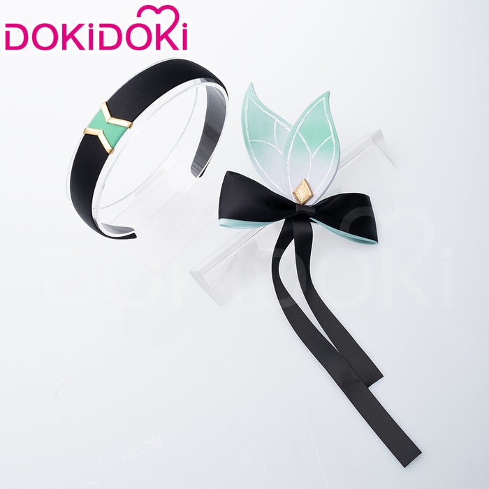 DokiDoki Game Honkai: Star Rail Cosplay Firefly Wig Long Curly Grey Green Wig / Headpiece Headwear