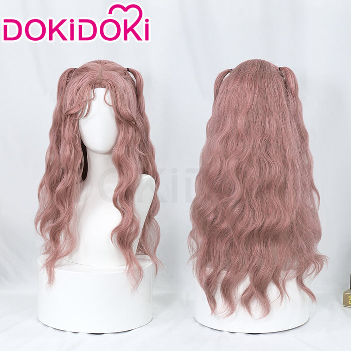 DokiDoki Game Light and Night Cosplay Main Character Wig Long Currly Pink Hair Women