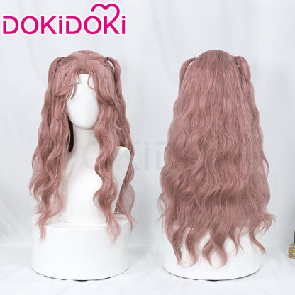 DokiDoki Game Light and Night Cosplay Main Character Wig Long Currly Pink Hair Women