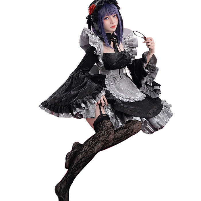 DokiDoki-SR Anime Cosplay Costume Maid Black Dress