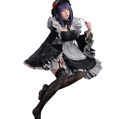 DokiDoki-SR Anime Cosplay Costume Maid Black Dress