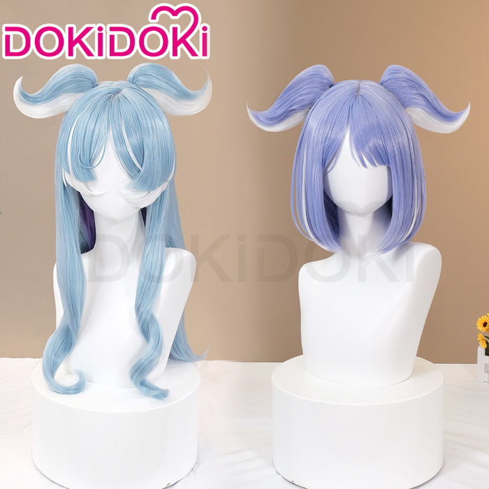 DokiDoki Vtuber NIJISANJI Cosplay Elira Pendora Wig Short Straight Purple / Long Curly Blue Hair YouTuber