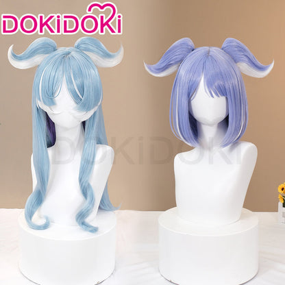 DokiDoki Vtuber NIJISANJI Cosplay Elira Pendora Wig Short Straight Purple / Long Curly Blue Hair YouTuber