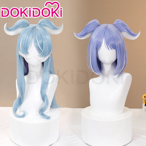 DokiDoki Vtuber NIJISANJI Cosplay Elira Pendora Wig Short Straight Purple / Long Curly Blue Hair YouTuber