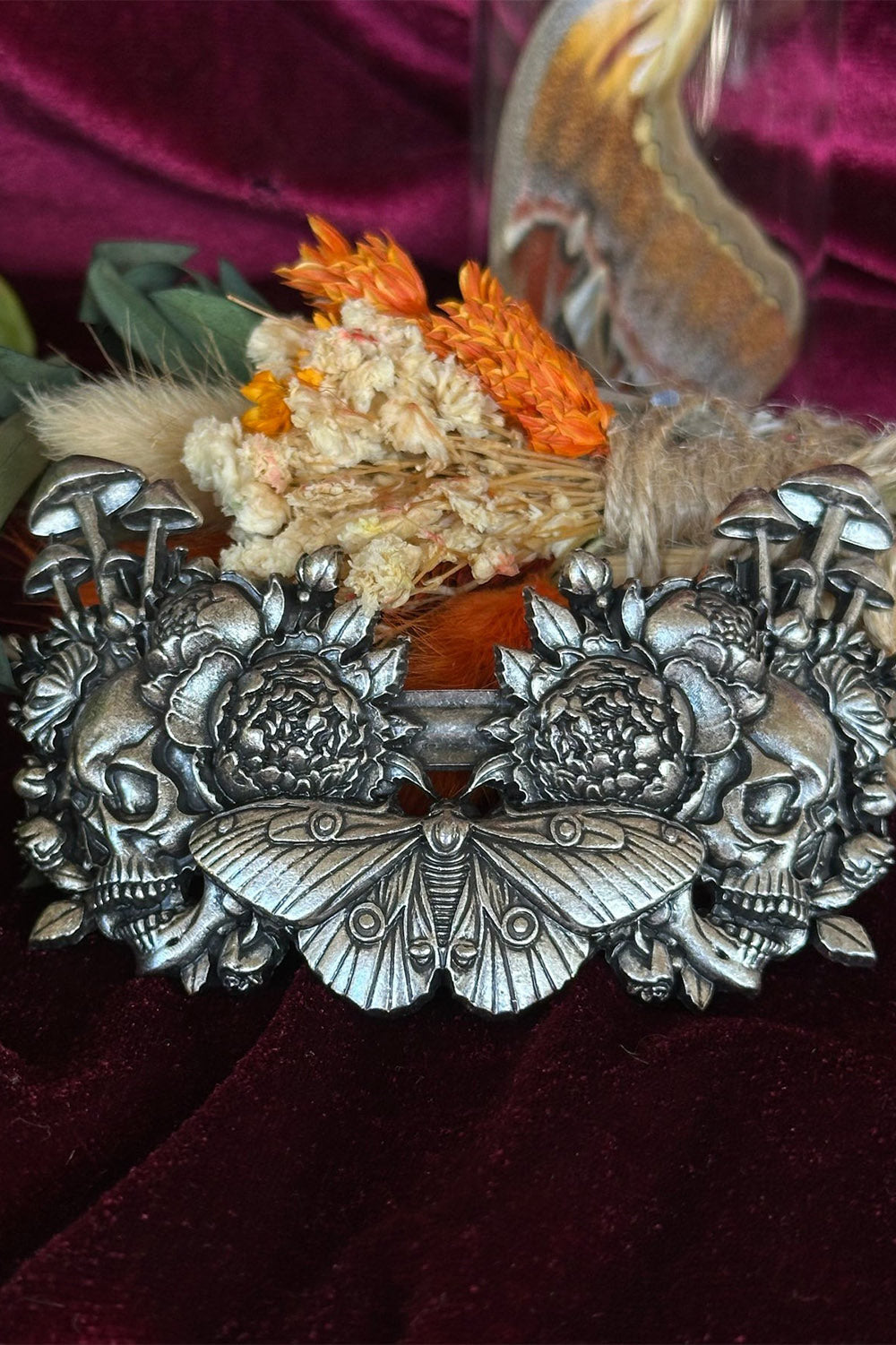 Cemetery Garden: Mushroom Skull Barrette