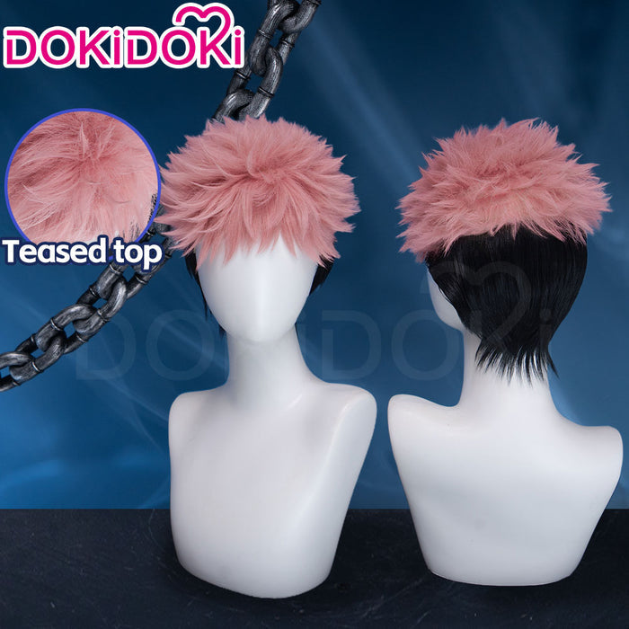 【Front Lace】DokiDoki Anime Cosplay Wig Short Pink Black Hair
