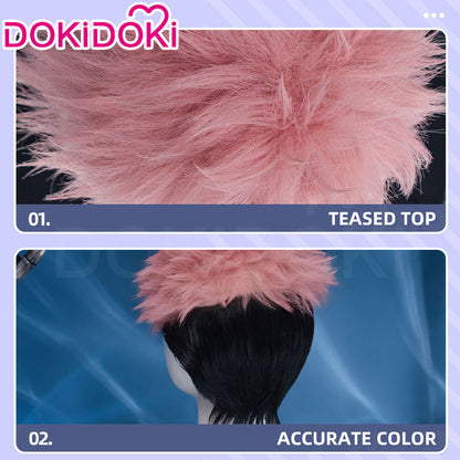 【Front Lace】DokiDoki Anime Cosplay Wig Short Pink Black Hair