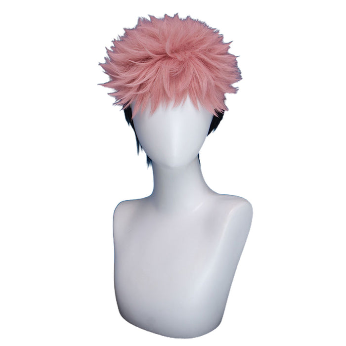 【Front Lace】DokiDoki Anime Cosplay Wig Short Pink Black Hair