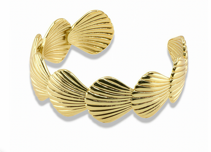 Gold Shell Bangle Bracelet